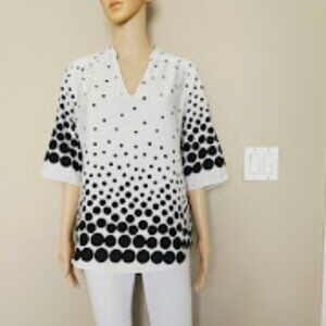 Milano Women’s Blouse Size M Polyester Pullover Roll Tab Sleeve